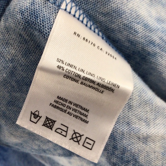 Anthropologie Meadow Rue pullover top medium blue linen watercolor floral spring - Picture 9 of 11